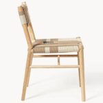 Solid Wood Dining Chair with Woven Fabric Seat & Back (Natural Finish) - Image 2