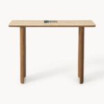 Minimal Solid Wood Console Table with Stone Top – Warm Walnut Finish - Image 6