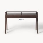 Mid-Century Solid Wood Writing Desk with Storage Shelf - Image 5