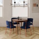 Round Wooden Dining Table with Tapered Legs