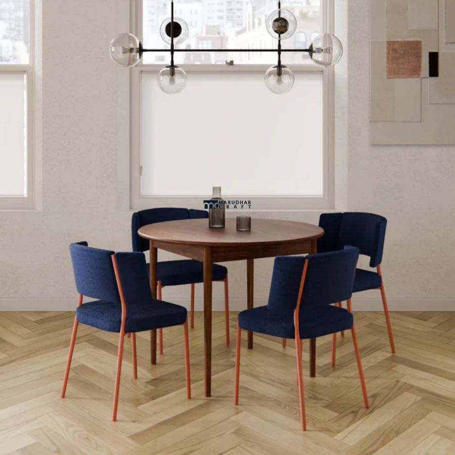 79 Round Wooden Dining Table with Tapered Legs - Image 1