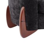 Luxury Curved Arm Fabric 3-Seater Sofa (Black) - Image 5