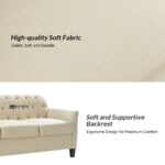 Classic Tufted Fabric 3-Seater Sofa (Cream) - Image 4