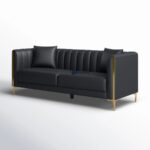Luxury Channel-Tufted Fabric 2-Seater Sofa (Jet Black) - Image 3