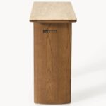 Minimal Solid Wood Console Table with Stone Top – Warm Walnut Finish - Image 2