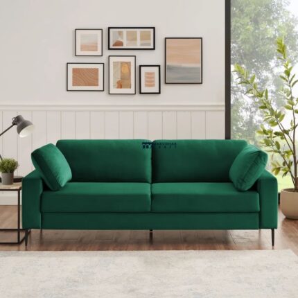 Slim-Leg Fabric 3-Seater Sofa (Emerald Green)