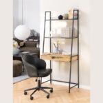 Industrial Ladder Style Study Desk with Storage Shelves
