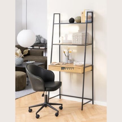 Industrial Ladder Style Study Desk with Storage Shelves