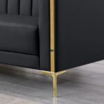 Luxury Channel-Tufted Fabric 2-Seater Sofa (Jet Black) - Image 4