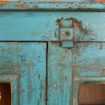 Light Blue Vintage Wooden Display Cabinet with Glass Panels - Image 4