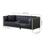 Luxury Channel-Tufted Fabric 2-Seater Sofa (Jet Black) - Image 5
