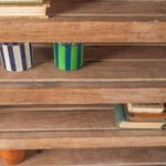 Vintage Wooden Shelving Unit with Six Slatted Shelves - Image 5