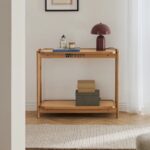 Solid Wood Two-Tier Console Table – Natural Finish