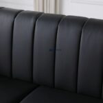 Luxury Channel-Tufted Fabric 2-Seater Sofa (Jet Black) - Image 2