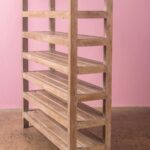 Vintage Wooden Shelving Unit with Six Slatted Shelves - Image 6