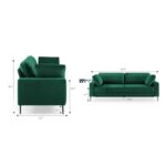 Slim-Leg Fabric 3-Seater Sofa (Emerald Green) - Image 4