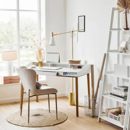 Modern White Solid Wood Study Desk