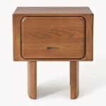 Walnut Herringbone Bedside Table - Image 2