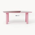 Rectangular Dining Table with Rounded Glass Top and Cylindrical Legs - Image 5