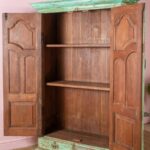 Peppermint Green Vintage Wooden Almirah with Drawers - Image 6
