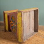 Vintage Colourful Wooden Stool with Painted Motif - Image 4