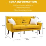 Tufted Fabric 2-Seater Sofa (Mustard Yellow) - Image 4