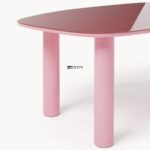 Rectangular Dining Table with Rounded Glass Top and Cylindrical Legs - Image 6