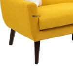 Tufted Fabric 2-Seater Sofa (Mustard Yellow) - Image 5