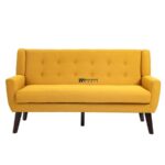 Tufted Fabric 2-Seater Sofa (Mustard Yellow) - Image 2