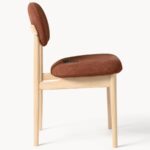 Fabric Upholstered Wooden Dining Chair (Rust Brown) - Image 5