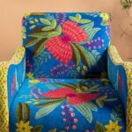 Cholena Embroidered Armchair in Royal Blue Fabric - Image 3