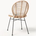 Rattan Dining Chair with Cushioned Seat & Metal Legs (Natural Finish) - Image 2