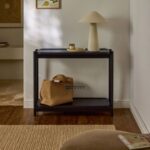 Solid Wood Console Table with Dual Shelves – Espresso Black Finish