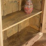 Cream Vintage Wooden Almirah with Floral Tile Detailing - Image 5