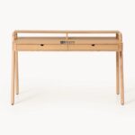 Modern Curved Solid Wood Study Desk with Drawer - Image 2