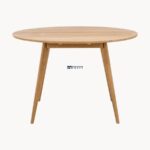 Round Wooden Dining Table with Tapered Legs - Image 3