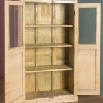 Cream Vintage Wooden Almirah with Floral Tile Detailing - Image 6