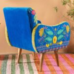 Cholena Embroidered Armchair in Royal Blue Fabric - Image 6
