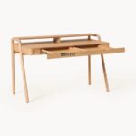 Modern Curved Solid Wood Study Desk with Drawer - Image 3