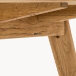 Round Wooden Dining Table with Tapered Legs - Image 4
