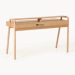 Modern Curved Solid Wood Study Desk with Drawer - Image 4