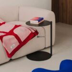 Minimalist C-Shaped Side Table in Matte Black