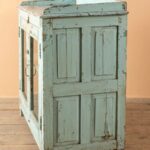 Vintage Pale Blue Wooden Cabinet with Glass Doors - Image 5