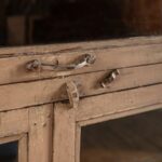 Cream Vintage Wooden Glazed Cabinet with Spiral Shelving - Image 3