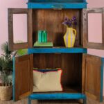 Blue Vintage Glazed Wooden Cupboard - Image 3