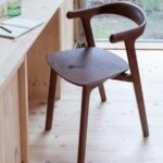 Solid Wood Arm Chair with Sculpted Backrest (Walnut Finish)