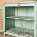 Vintage Pale Blue Wooden Cabinet with Glass Doors - Image 6