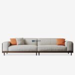 Solid Wood Back Panel 3-Seater Fabric Sofa (Walnut Finish) - Image 3