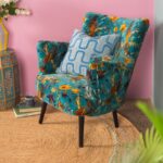 Blue Bird of Paradise Velvet Armchair - Image 4