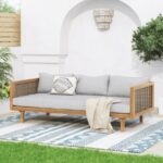 Outdoor Cane Arm Wooden Daybed Sofa - Image 3